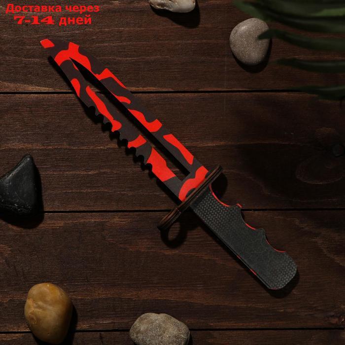 Сувенирное оружие из дерева "Штык нож", красные узоры - фото 2 - id-p226905541