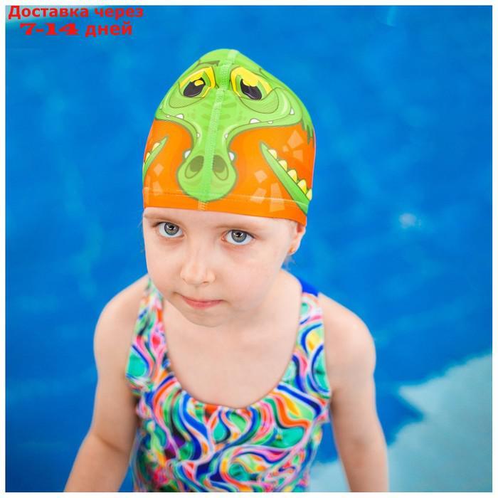 Шапочка для плавания "Крокодильчик", детская, текстиль - фото 3 - id-p226896847