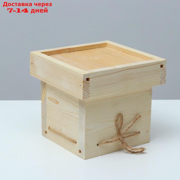 Кашпо подарочное 11×11×11 см деревянное, с крышкой - фото 2 - id-p226910686