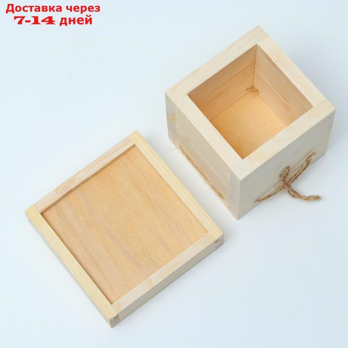 Кашпо подарочное 11×11×11 см деревянное, с крышкой - фото 3 - id-p226910686
