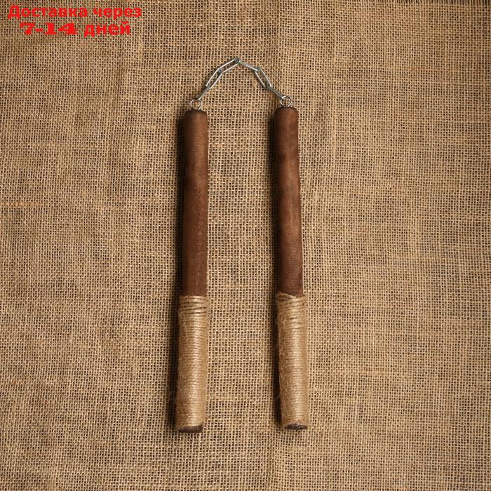 Сувенирное деревянное оружие "Нунчаки", темные, 25 см, массив бука - фото 1 - id-p226898534