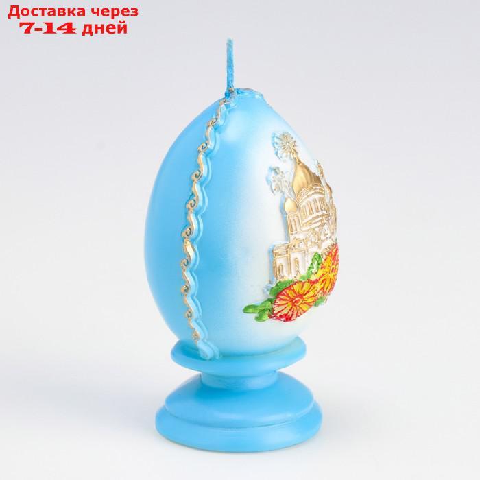 Свеча фигурная малая "Пасхальное яйцо с храмом", 5,5х9 см, 95 гр - фото 2 - id-p226910772