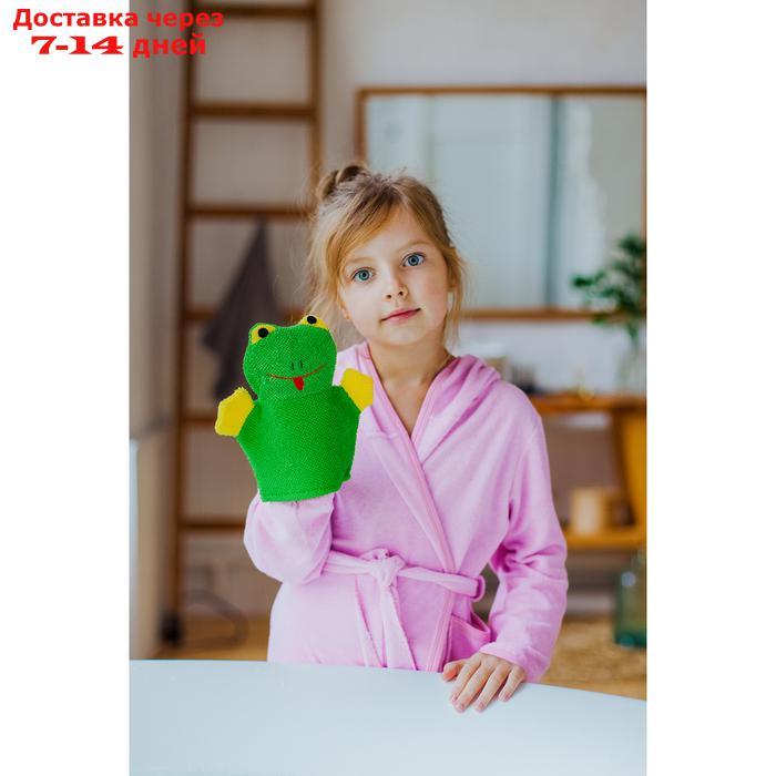 Мочалка-варежка детская с петелькой Доляна "Лягушонок", 23 см - фото 6 - id-p226895466