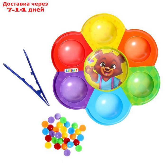 Сортер "Мишкины конфетки", 6 цветов, с пинцетом, по методике Монтессори - фото 2 - id-p226900156