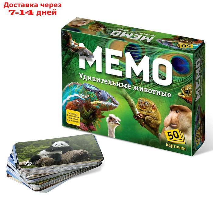 Настольная игра "Мемо. Удивительные животные", 50 карточек + познавательная брошюра - фото 1 - id-p226895596