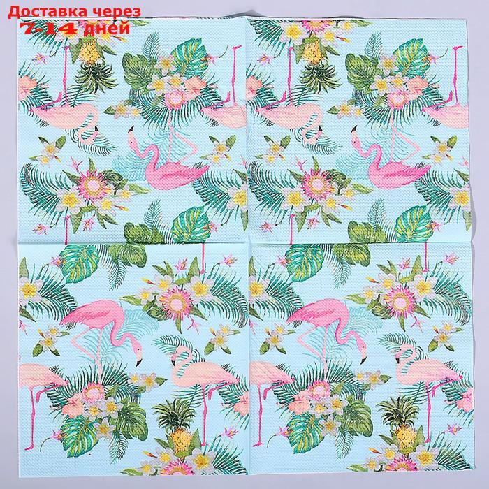 Салфетки бумажные "Фламинго с цветами", 33х33 см, набор 20 шт. - фото 2 - id-p226898996