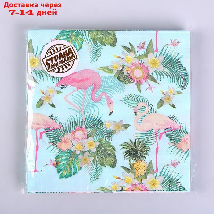 Салфетки бумажные "Фламинго с цветами", 33х33 см, набор 20 шт. - фото 3 - id-p226898996