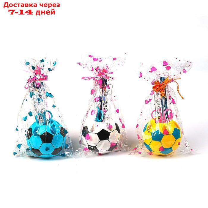 Набор настольный детский, "Футбольный мяч", из 5 предметов: 2 карандаша, линейка, ножницы, подставка, МИКС - фото 1 - id-p226911336