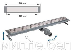 Сливной трап горизонтальный D 50, реш. нерж., сухой затвор, 65х800мм, AV Engineering