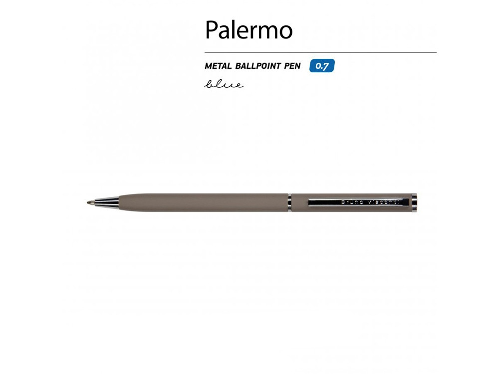 Ручка Palermo шариковая автоматическая, серый металлический корпус 0,7 мм, синяя - фото 2 - id-p227133614