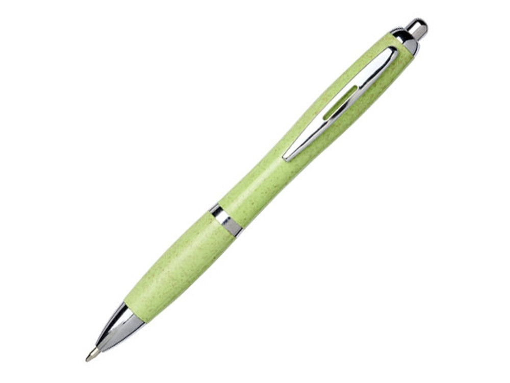 Шариковая ручка Nash из пшеничной соломы с хромированным наконечником, зеленый - фото 1 - id-p227133653