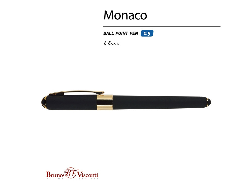 Ручка пластиковая шариковая Monaco, 0,5мм, синие чернила, черный - фото 2 - id-p227133666