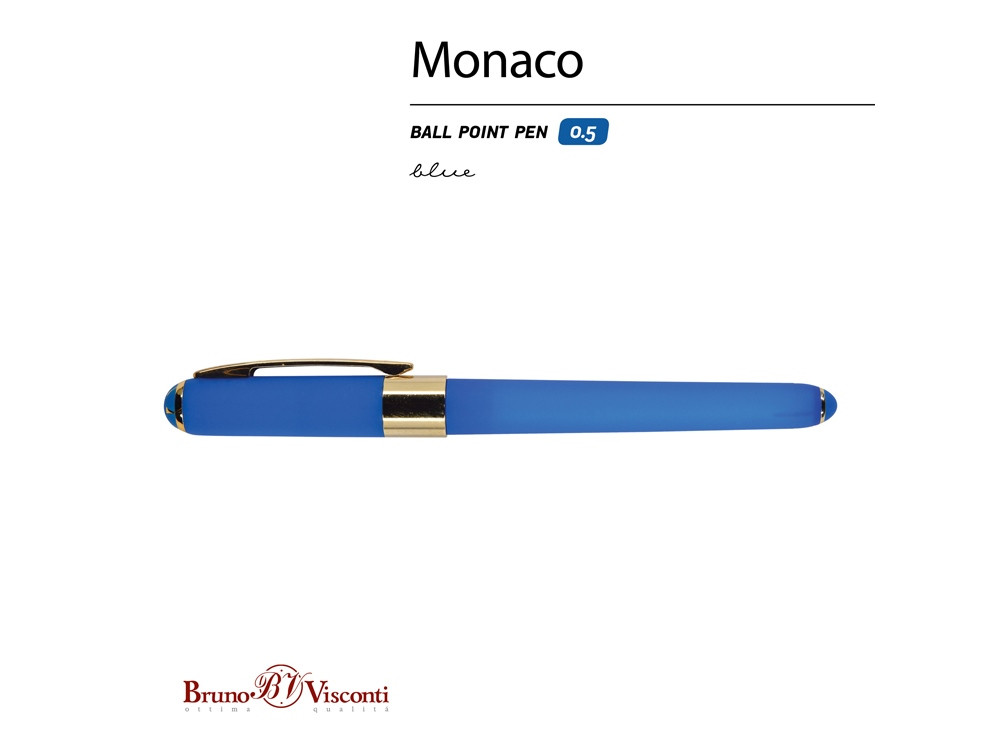 Ручка пластиковая шариковая Monaco, 0,5мм, синие чернила, ярко-синий - фото 2 - id-p227133668