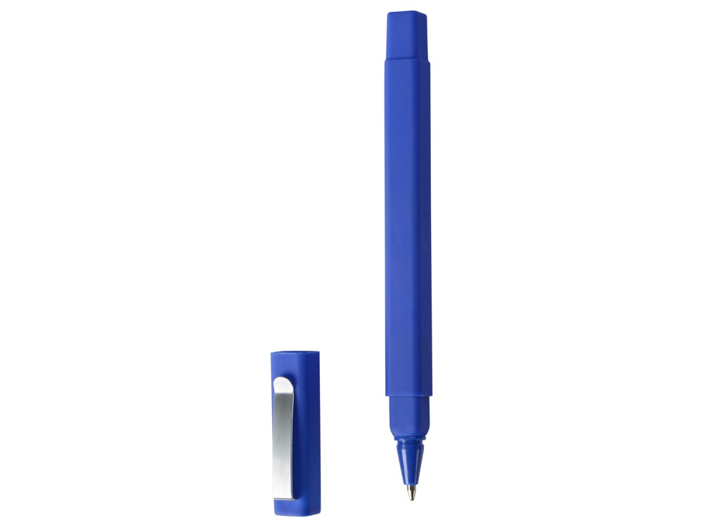 Ручка шариковая пластиковая Quadro Soft, квадратный корпус с покрытием софт-тач, синий - фото 2 - id-p227133681