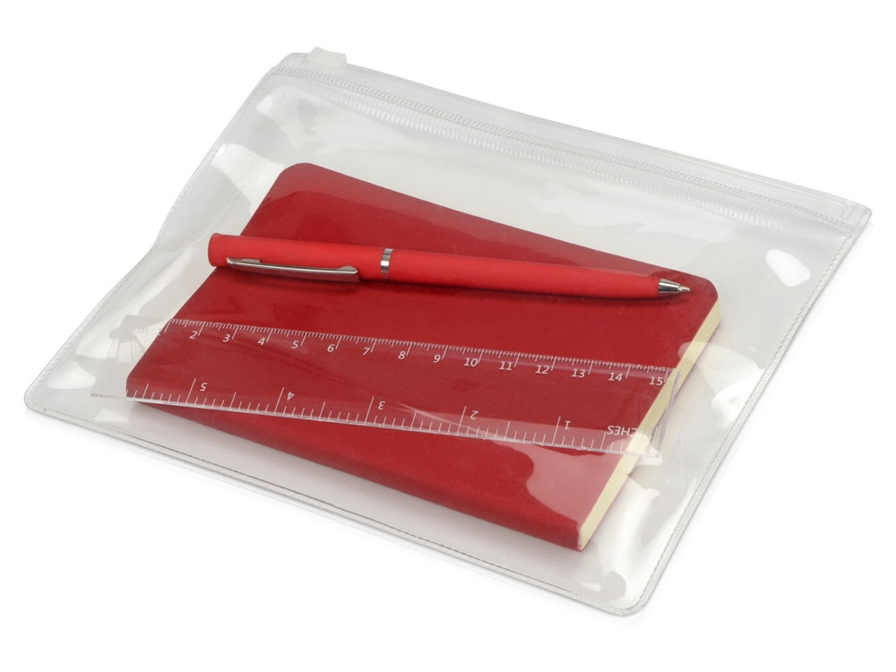 Набор канцелярский Softy: блокнот, линейка, ручка, пенал, красный - фото 1 - id-p227133814
