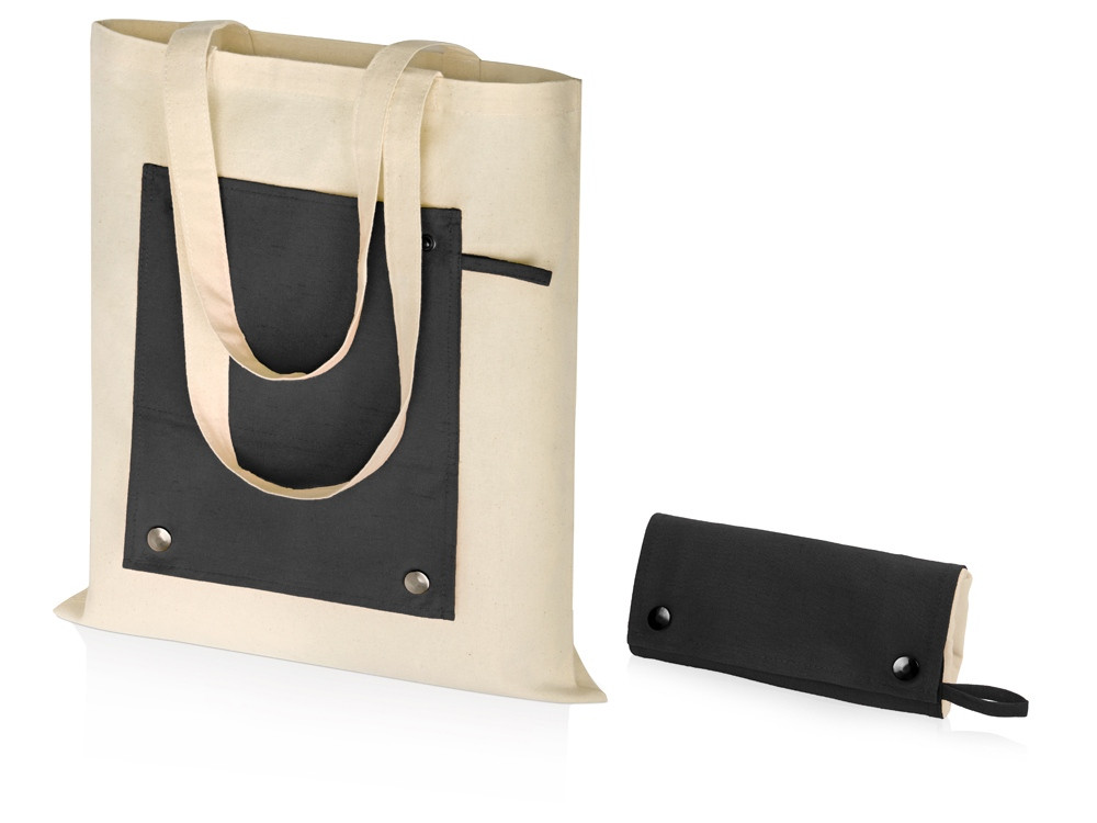 Складная хлопковая сумка для шопинга Gross с карманом, черный - фото 1 - id-p227133826