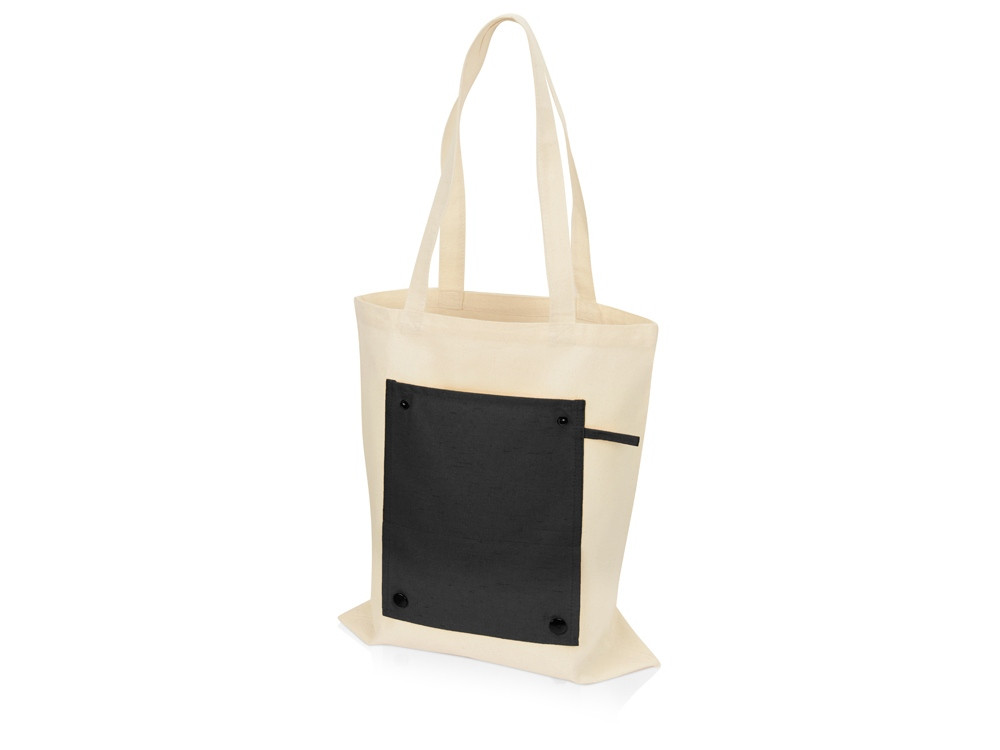 Складная хлопковая сумка для шопинга Gross с карманом, черный - фото 3 - id-p227133826