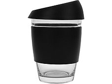 Стеклянный стакан Monday с силиконовой крышкой и манжетой, 350мл, черный, фото 3