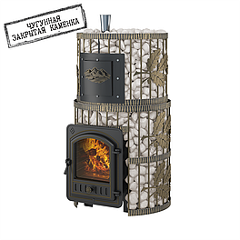 Банная печь Эверест "Легкий пар Профи" Ковка Б/В (чугунная закрытая каменка)