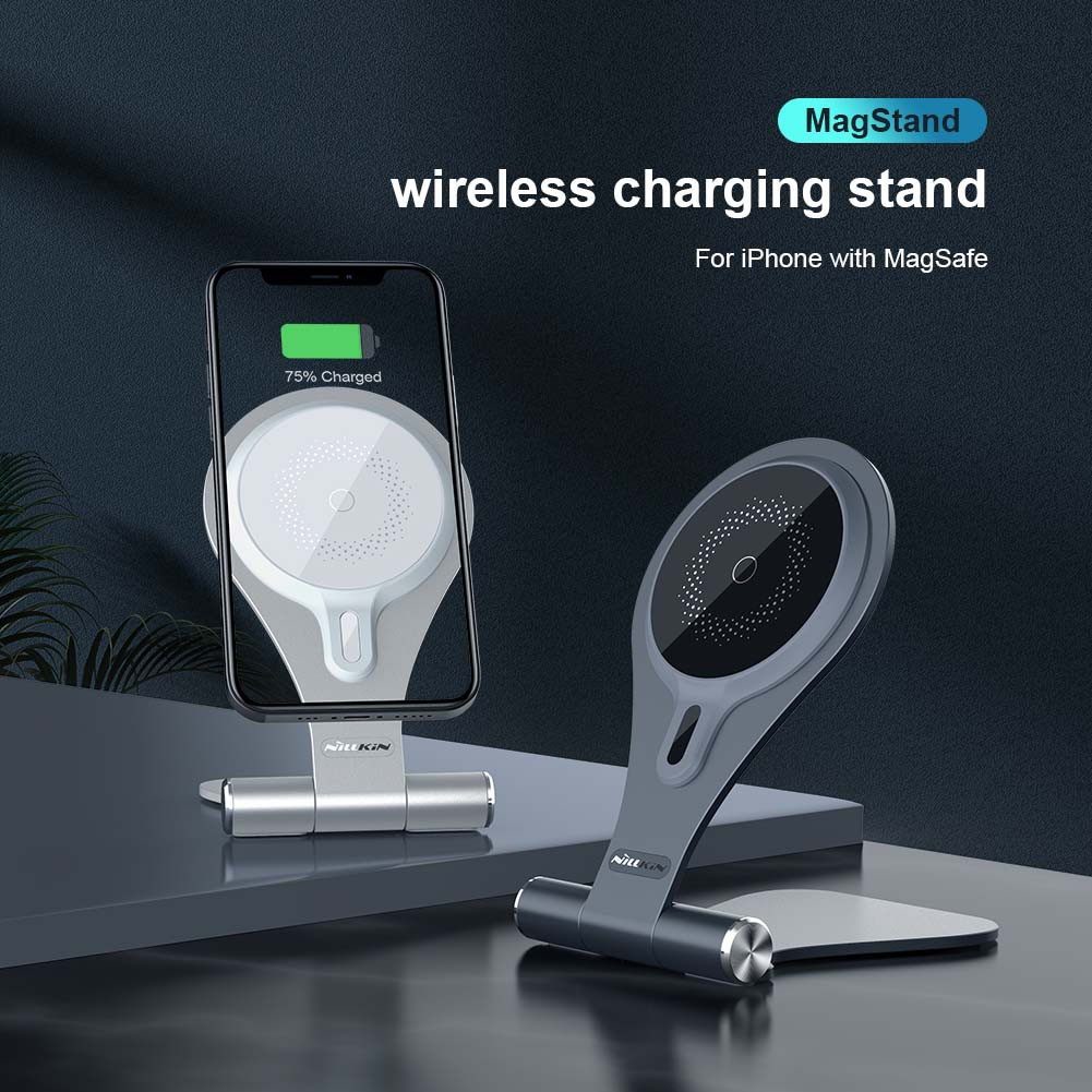 Беспроводное зарядное устройство Nillkin MagStand Wireless Charging Stand серебристый - фото 4 - id-p227147106