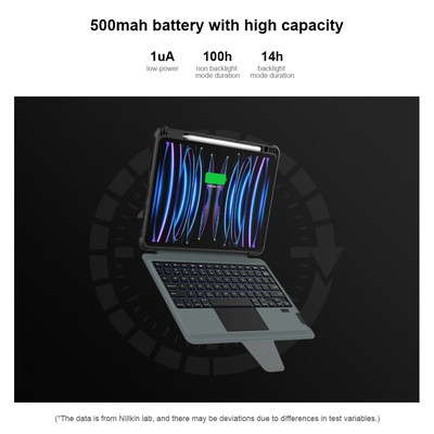 Чехол клавиатура Nillkin Bumper Combo Keyboard Case Backlit Version Черный для Apple iPad Air (2022) - фото 9 - id-p227147114