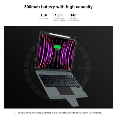 Чехол клавиатура Nillkin Bumper Combo Keyboard Case Backlit Version Черный для Apple iPad Pro 12.9 (2018) - фото 9 - id-p227147122