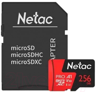 Карта памяти Netac MicroSD P500 Extreme Pro 256GB (NT02P500PRO-256G-R) - фото 1 - id-p227147000