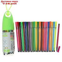 Фломастеры, 24 цвета, в пластиковом тубусе с ручкой, вентилируемый колпачок, МИКС