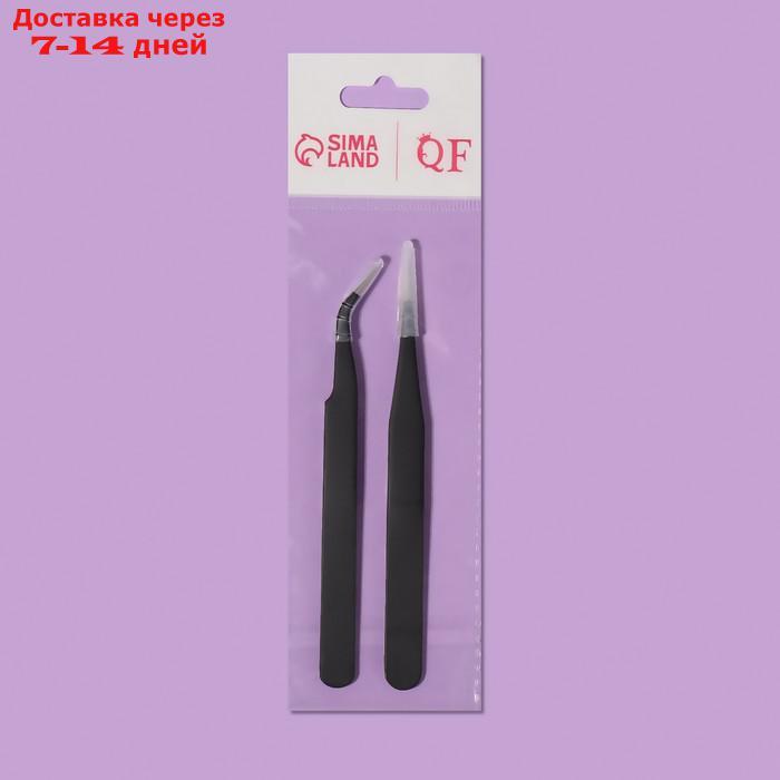 Набор пинцетов для наращивания ресниц, 2 шт, 12,5 см, цвет чёрный - фото 3 - id-p226919395
