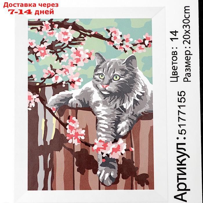 Картина по номерам на холсте с подрамником "Кот и цветы", 30х20 см - фото 6 - id-p226916304
