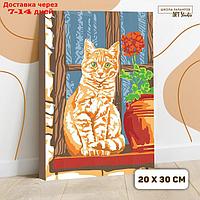 Картина по номерам на холсте с подрамником "Рыжий кот" 20х30 см