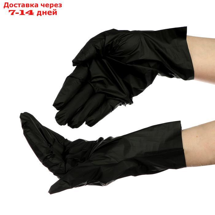 Перчатки одноразовые VINYLTEP PREMIUM, черные, размер M, 100 шт - фото 1 - id-p226921846