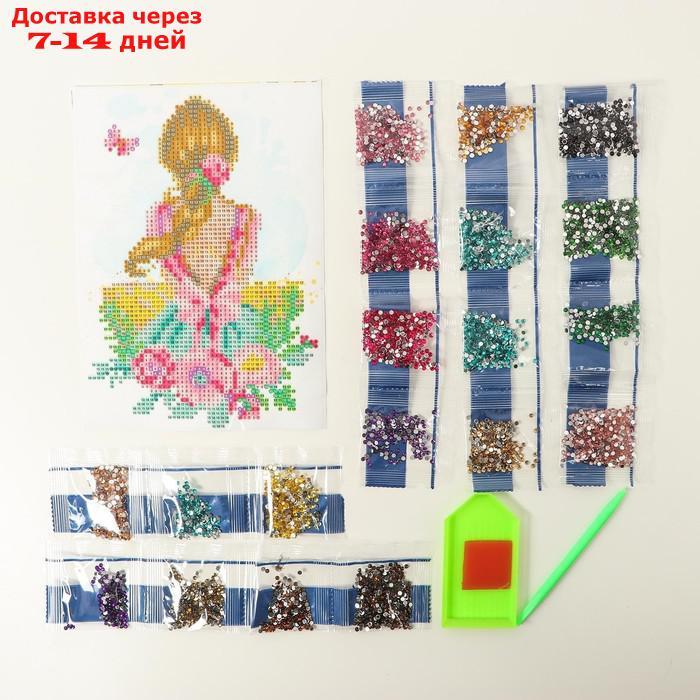 Алмазная вышивка с частичным заполнением "Девушка", 15 х 21 см, холст. Набор для творчества - фото 3 - id-p226914795