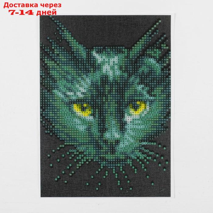 Алмазная вышивка с частичным заполнением "Чёрный кот", 15 х 21 см, холст. Набор для творчества - фото 2 - id-p226914808