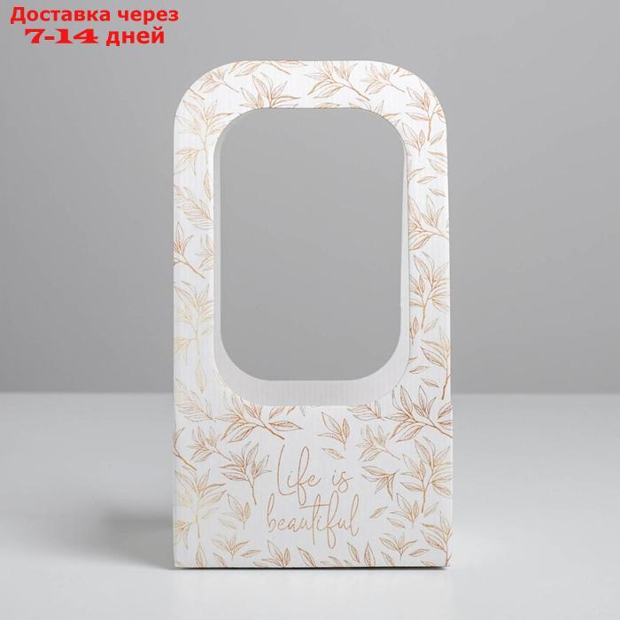 Коробка-переноска для цветов "Веточки", 17 × 12 × 32 см - фото 3 - id-p226939969