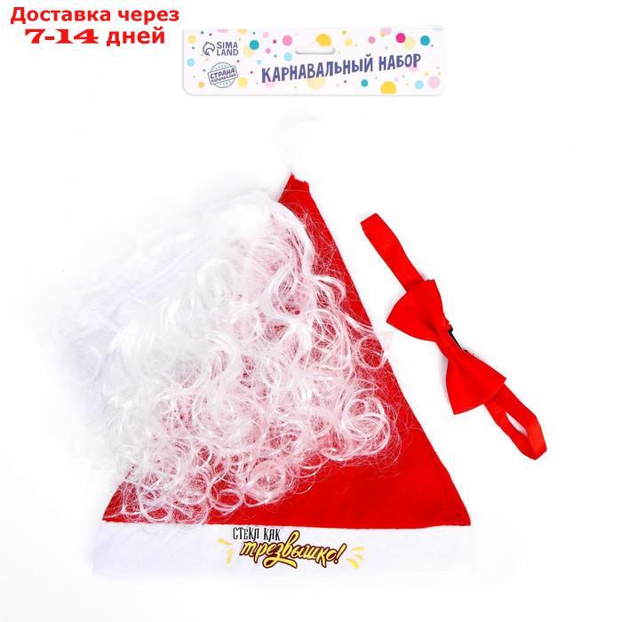 Карнавальный костюм "Трезвый Дед Мороз", набор: колпак, борода, бабочка - фото 4 - id-p226929983
