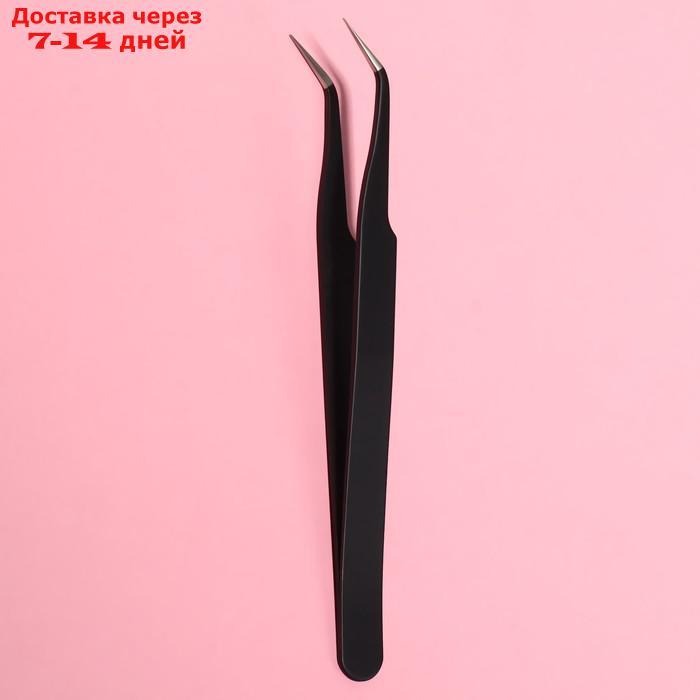 Пинцет для наращивания ресниц, загнутый, 12 см, цвет чёрный - фото 2 - id-p226918205