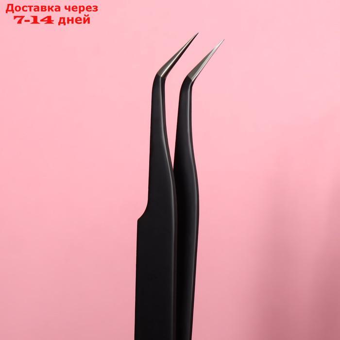 Пинцет для наращивания ресниц, загнутый, 12 см, цвет чёрный - фото 3 - id-p226918205