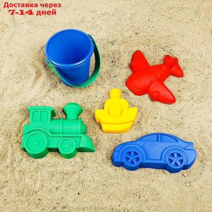 Набор для игры в песке, 4 формочки, ведро, цвета МИКС - фото 1 - id-p226943851