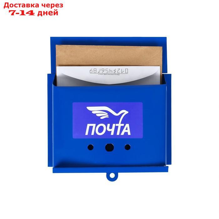 Ящик почтовый без замка (с петлёй), горизонтальный "Письмо", синий - фото 1 - id-p226932772
