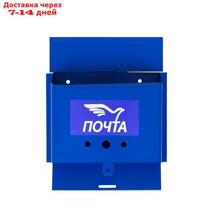 Ящик почтовый без замка (с петлёй), горизонтальный "Письмо", синий - фото 3 - id-p226932772