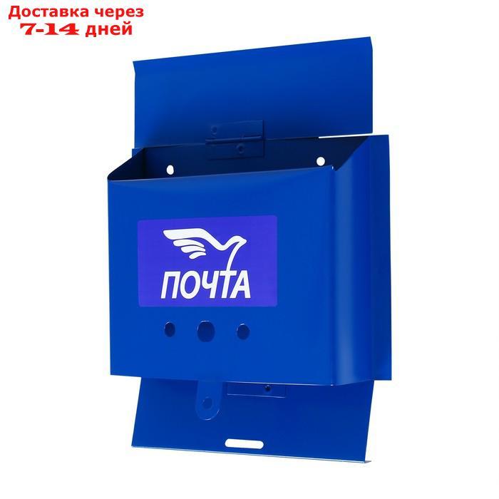 Ящик почтовый без замка (с петлёй), горизонтальный "Письмо", синий - фото 4 - id-p226932772