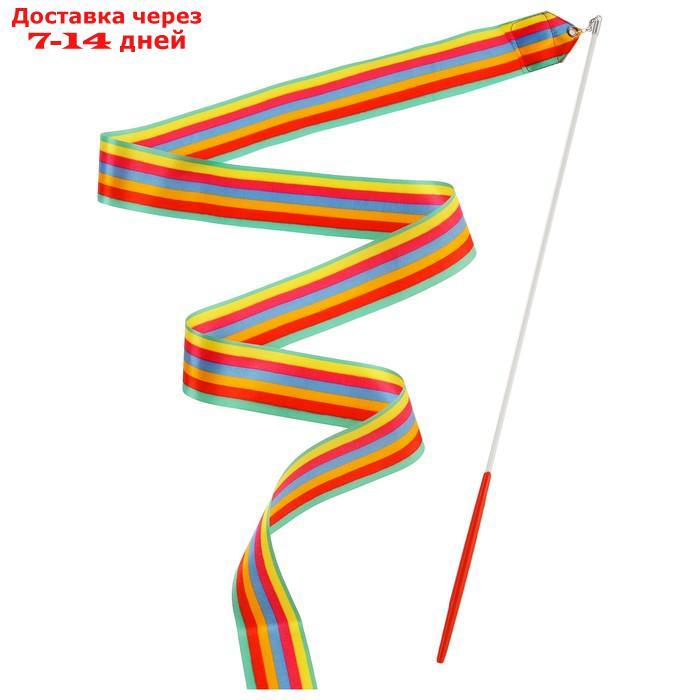 Лента гимнастическая с палочкой, 6 м, цвет радуга - фото 2 - id-p226935170