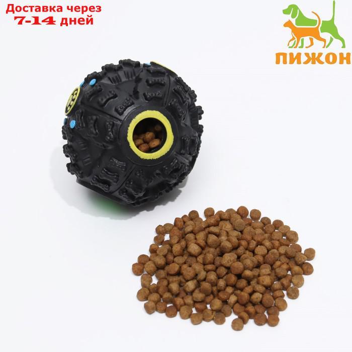 Квакающий мяч для собак, жёсткий, 7,5 см, чёрный - фото 1 - id-p226941931