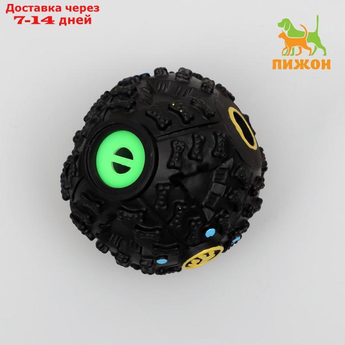 Квакающий мяч для собак, жёсткий, 7,5 см, чёрный - фото 5 - id-p226941931