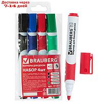 Набор маркеров для доски 4 цвета, BRAUBERG SOFT 5.0 мм, резиновая вставка