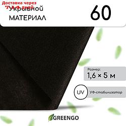 Материал мульчирующий, 5 × 1,6 м, плотность 60, с УФ-стабилизатором, чёрный, Greengo, Эконом 20%