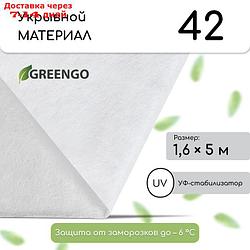 Материал укрывной, 5 × 1,6 м, плотность 42, с УФ-стабилизатором, белый, Greengo, Эконом 20%