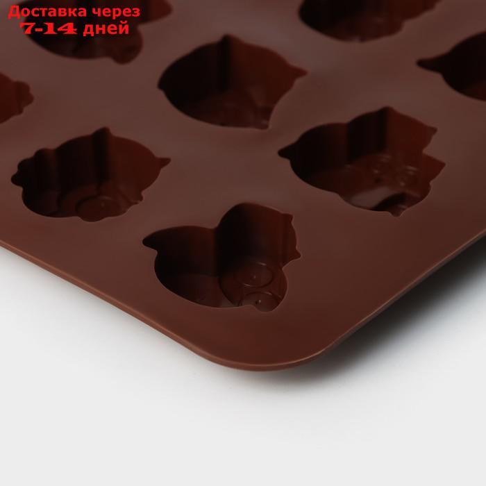 Форма для выпечки Доляна "Совята", 15×19 см, 12 ячеек (3,5×3,5×1,5 см), цвет коричневый - фото 5 - id-p226948307