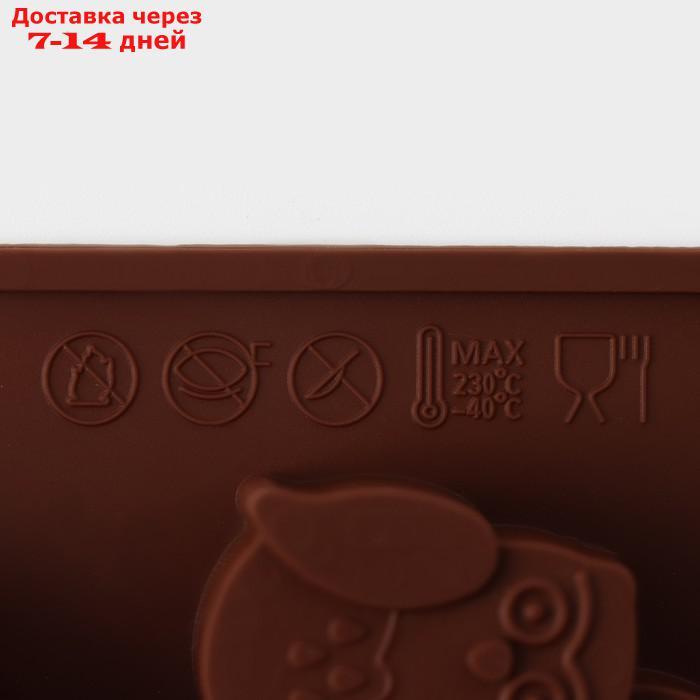 Форма для выпечки Доляна "Совята", 15×19 см, 12 ячеек (3,5×3,5×1,5 см), цвет коричневый - фото 6 - id-p226948307